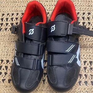 Peloton Black Cycling Shoes with Red Accents